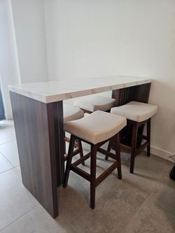 Bar table, High table with bar stools set of 4