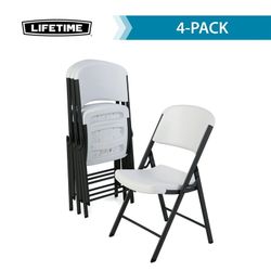 LIFETIME 42804 Commercial Grade Folding Chair, 4 Pack, White Granite