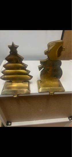 Brass Christmas Stocking Holders Set of 2