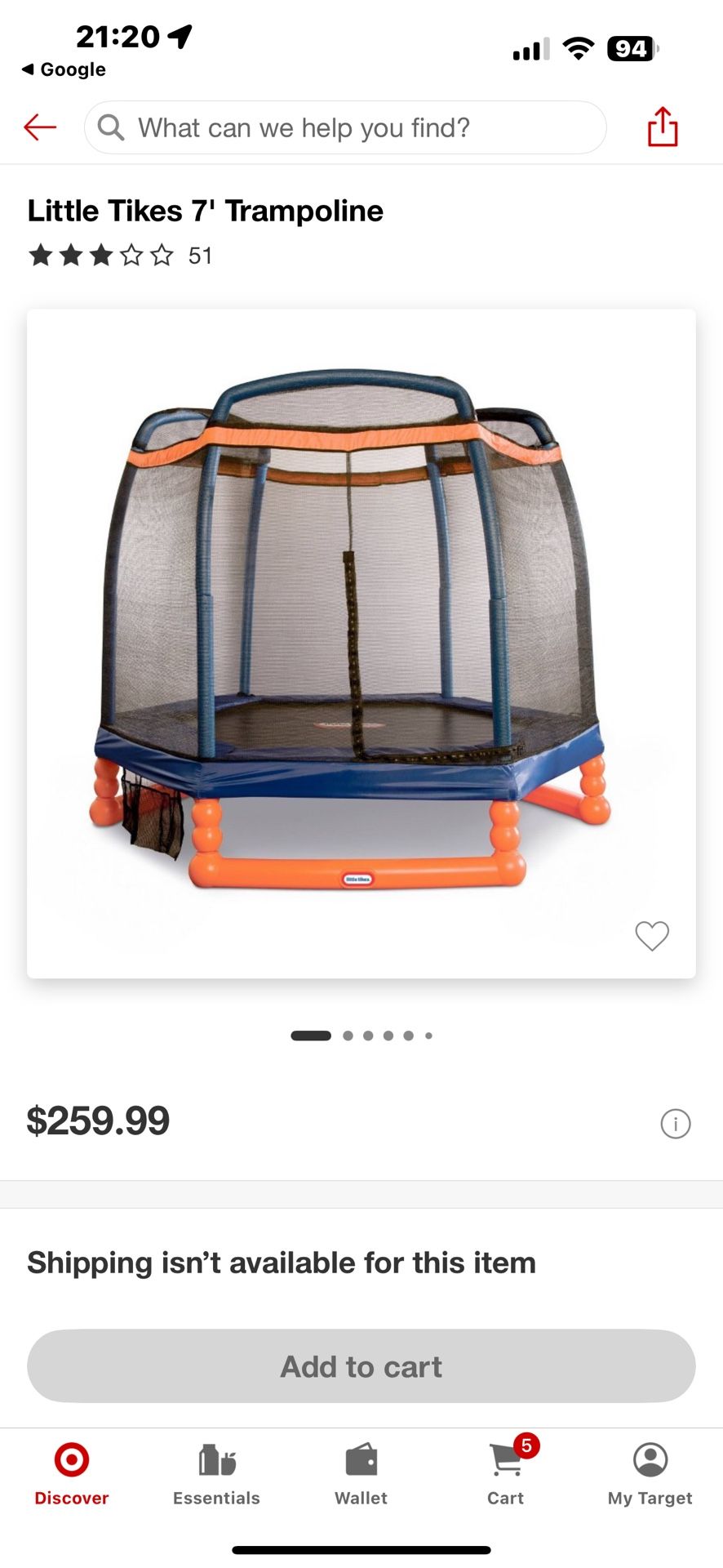 Little Tikes 7’ Trampoline Like New