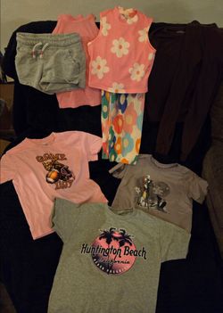 4T-6T Girls Clothes Bundle - Tops, Shorts, Pants, PJs, bathing covers, and sweat fits