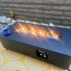 42 in. 50,000 BTU Propane Fire Pit Table Rectangle Outdoor Propane Gas Firepit