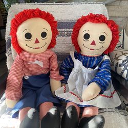 Large Raggedy Ann and Andy  Dolls  40 Dollars Firm Price