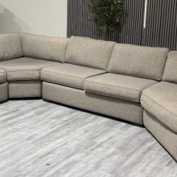 80% OFF Living Spaces Everett Sectional sofa with Cuddler –  Certified Clean + Free OC Delivery