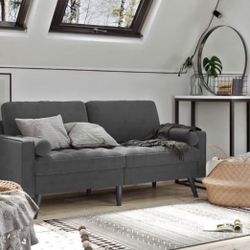 2 Colors Available 2-Seater Sofa, Couch with Velvet Fabric, for Small Apartments, Guest Room, Teenager's Room, with Wooden Frame, Easy As