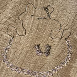 American Diamond Necklace With Earrings For Women’s And Girls