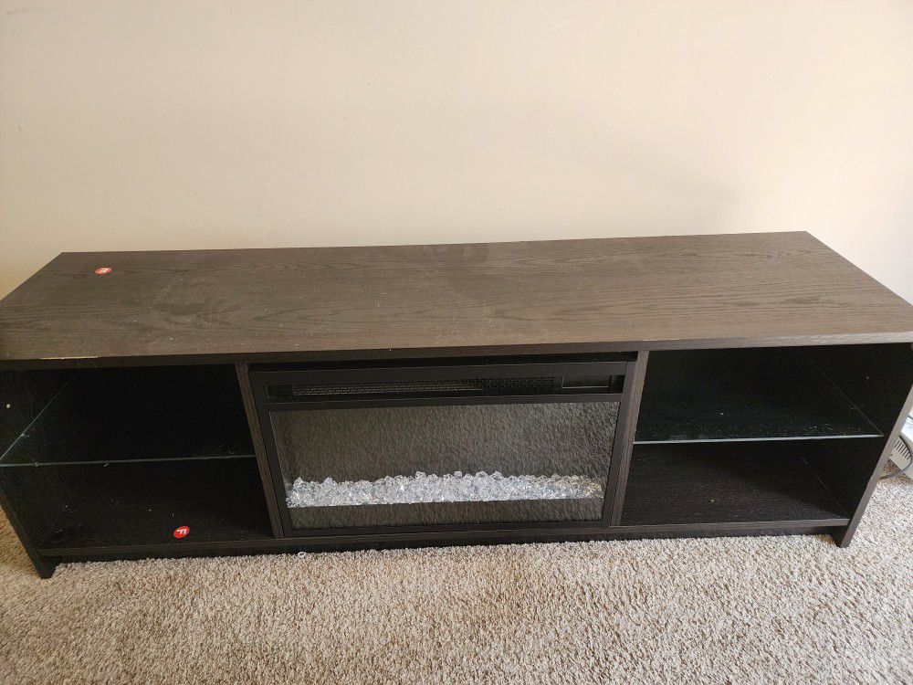 TV Entertainment Stand With Fireplace 