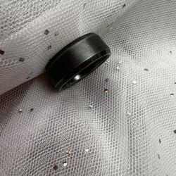 Men's Tungsten Carbide and Ceramic Ring Wedding 8mm Size 10 
