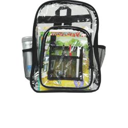 Stadium Approved PVC Transparent Backpack for Student School Travel Clear Book Bags