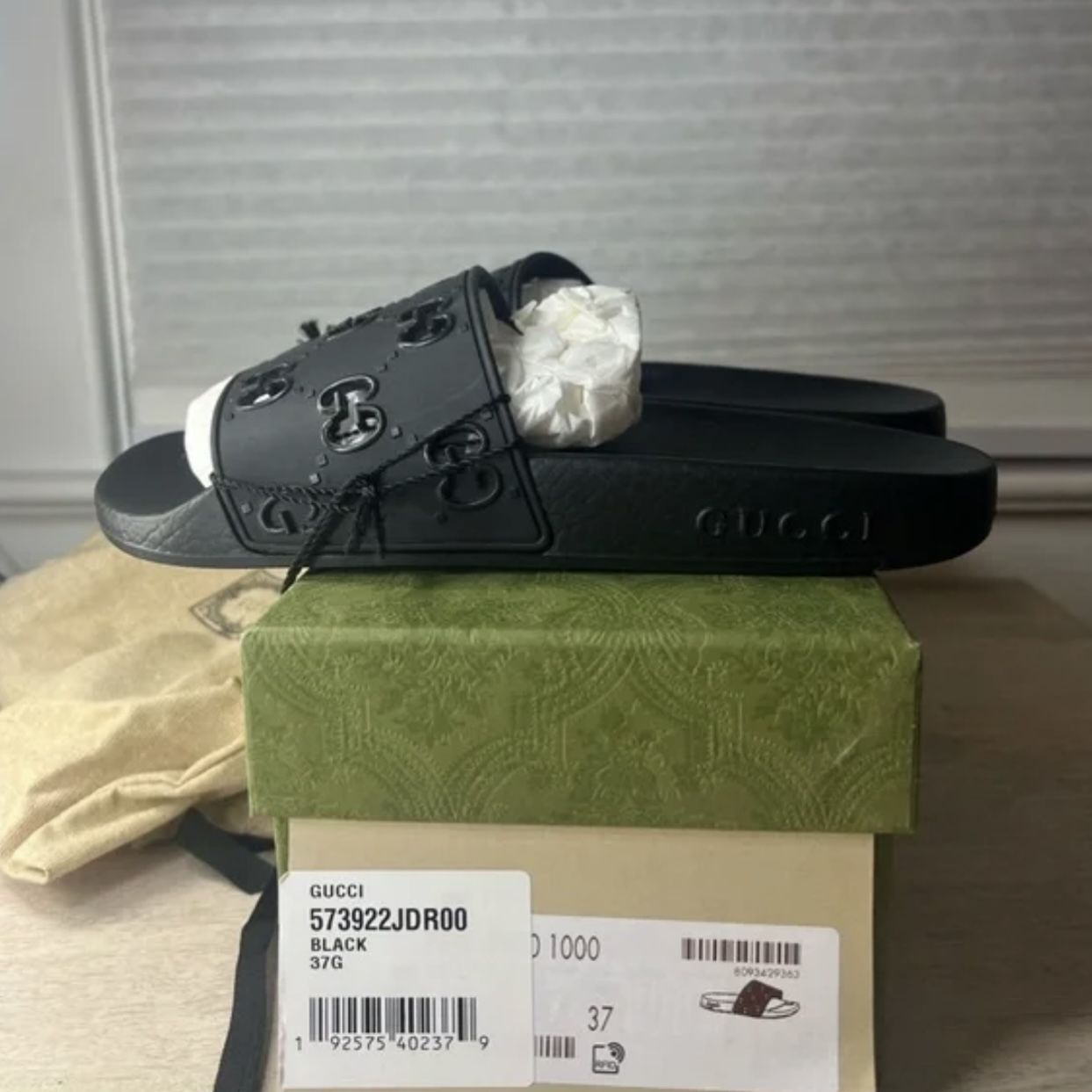 Black Gucci Slides Brand New In Box With Tags.