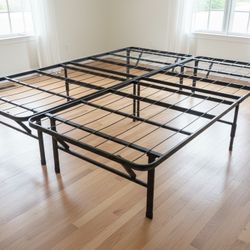 60” Queen Size Metal Elevated Platform Bed frame Metal Slat Mattress Support! Foldable easy to store! 15in Height 80in length