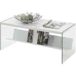 Marble shelf coffee glass table