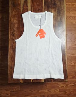 YoungLA Men’s White Knit Scoop Neck Athletic Tank Top Breathable. Size Large