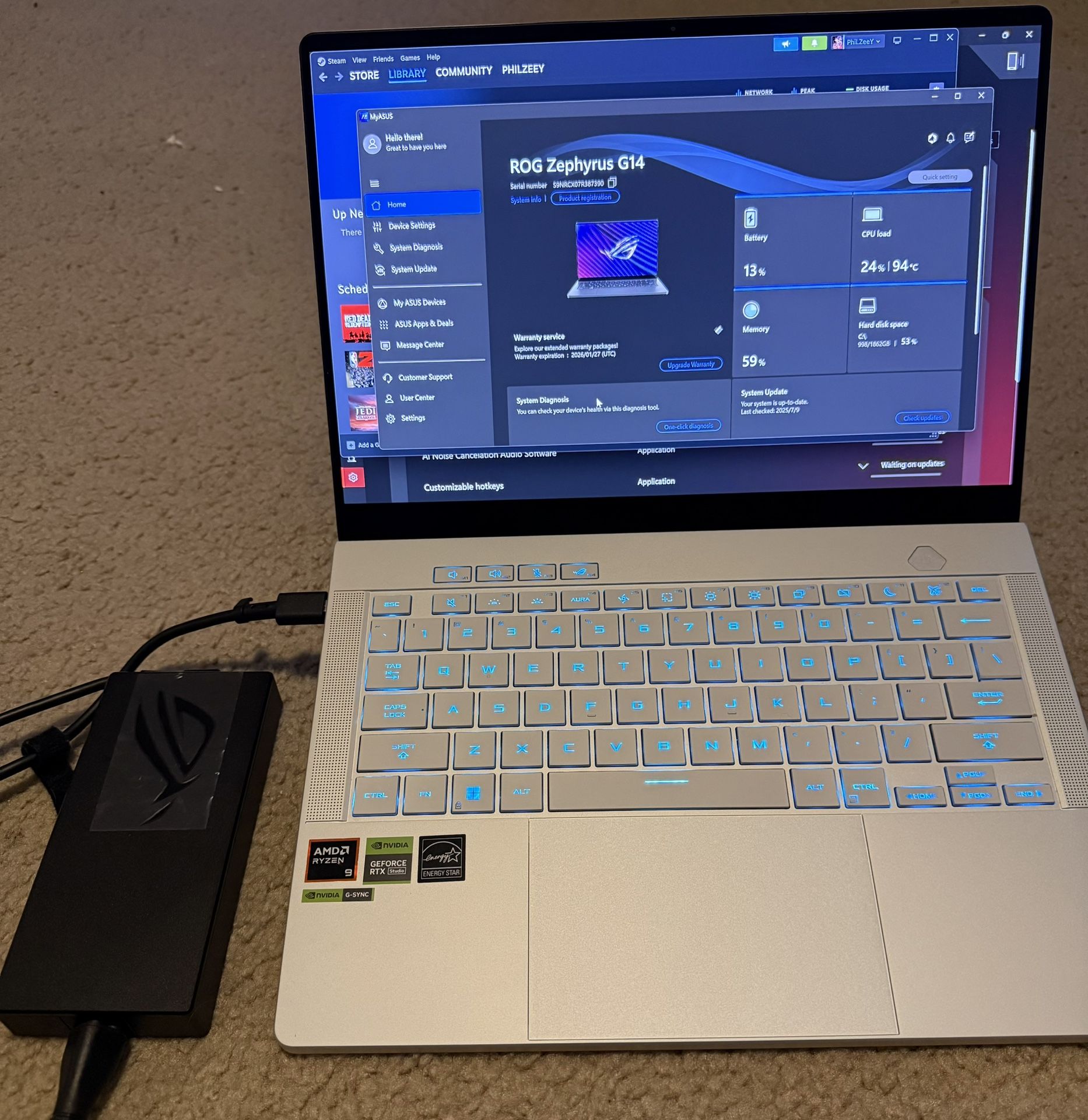 ASUS - ROG Zephyrus G14 14" OLED 3K 120Hz Gaming Laptop - AMD Ryzen 9 8945HS - 16GB LPDDR5X - NVIDIA GeForce RTX 4060