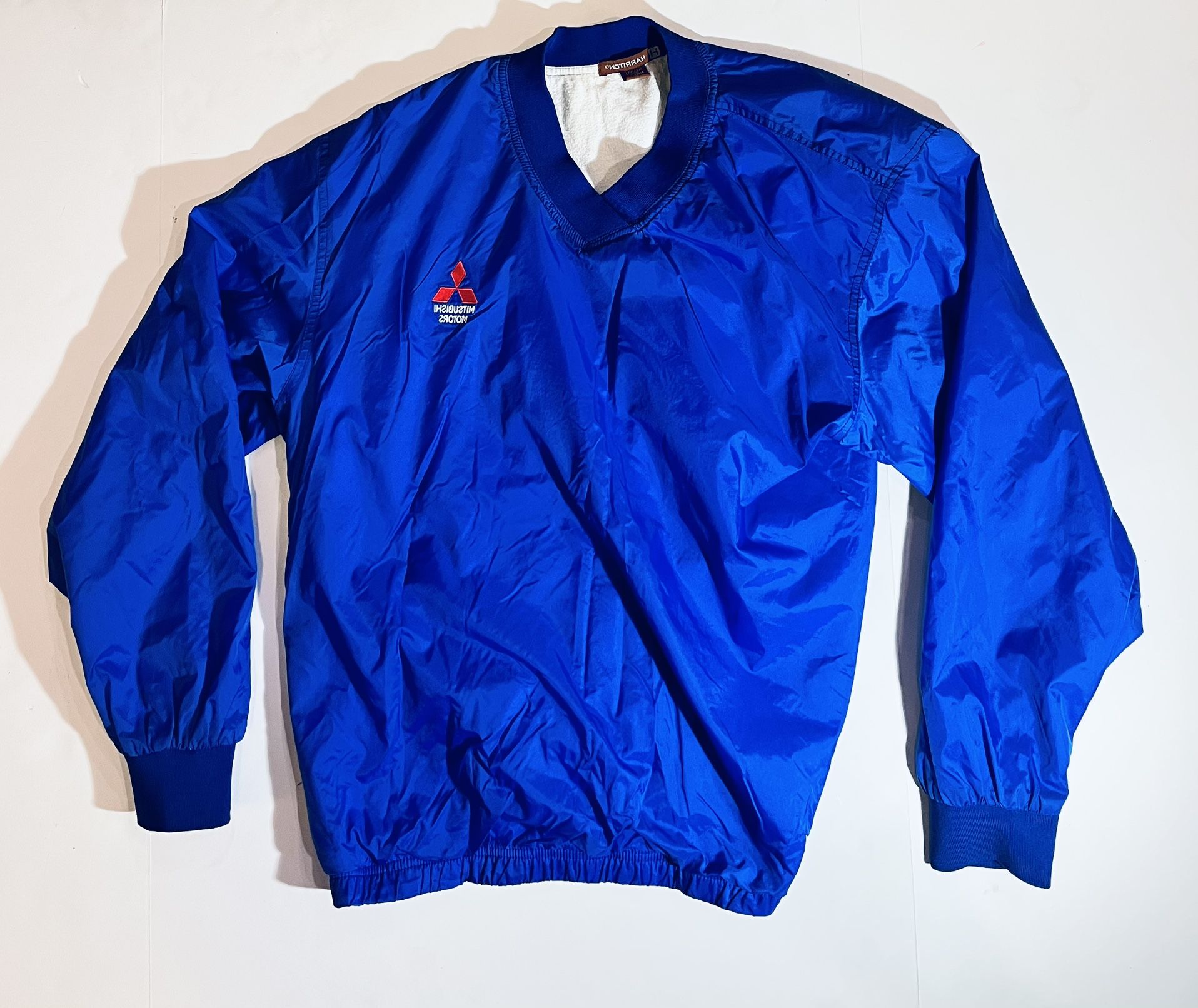 Mitsubishi Motors Mens Large Blue Pullover Windbreaker. Dri Fit