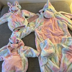 Brand New Unicorn Outfits. One Adult And 2 Kids/infant