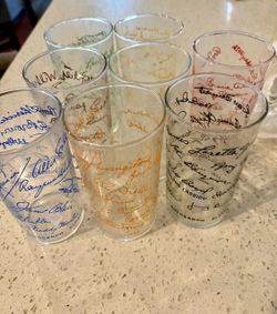 Vintage Hollywood Autograph Drinking Glasses Set