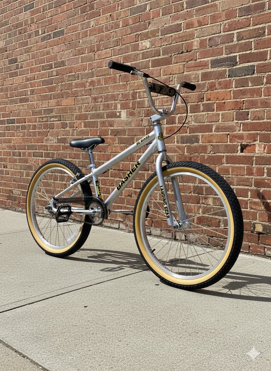 NEW 2025 SE BASHER 24 SILVER STREAK SINGLE SPEED FREESTYLE WHEELIE RIPPER BIG BMX KIDS YOUTH BOYS GIRLS BIKE