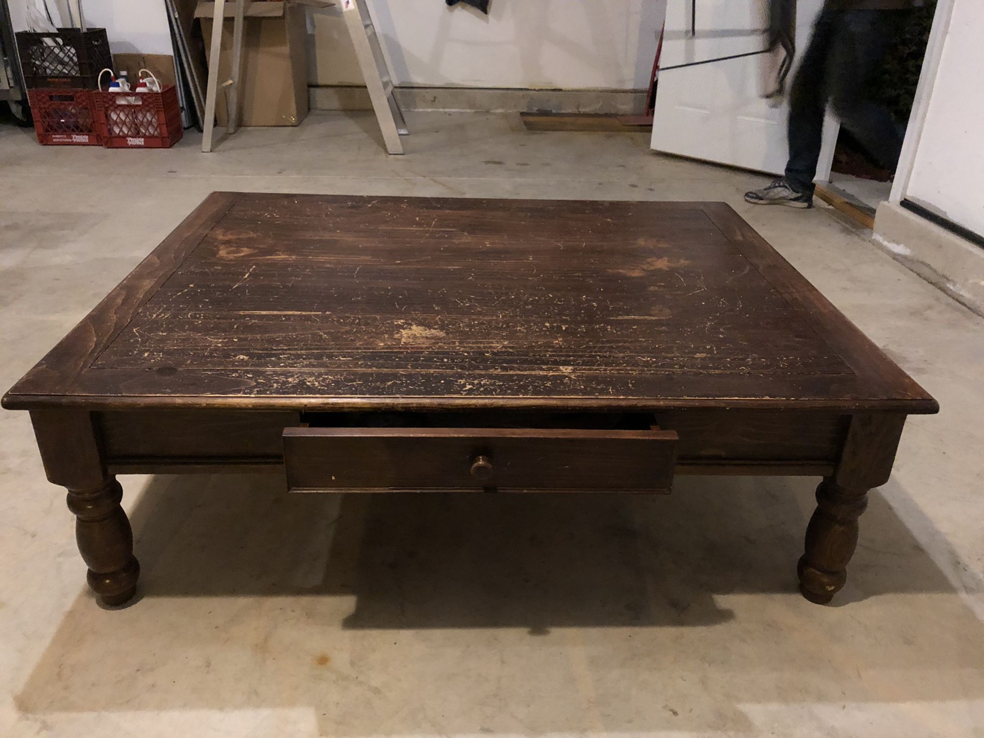 Wood coffee table with drawer