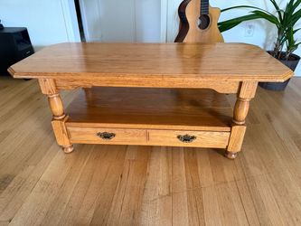 Solid Oak Coffee table with small drawer