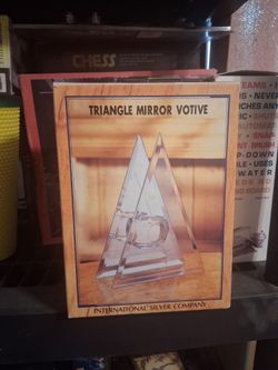 vintage International Silver Company "Triangle Mirror Votive" candle holder