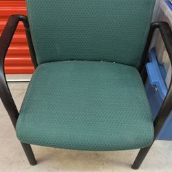 Commercial Office Waiting Room Chair w/ Arms Chromcraft USA Green Fabric