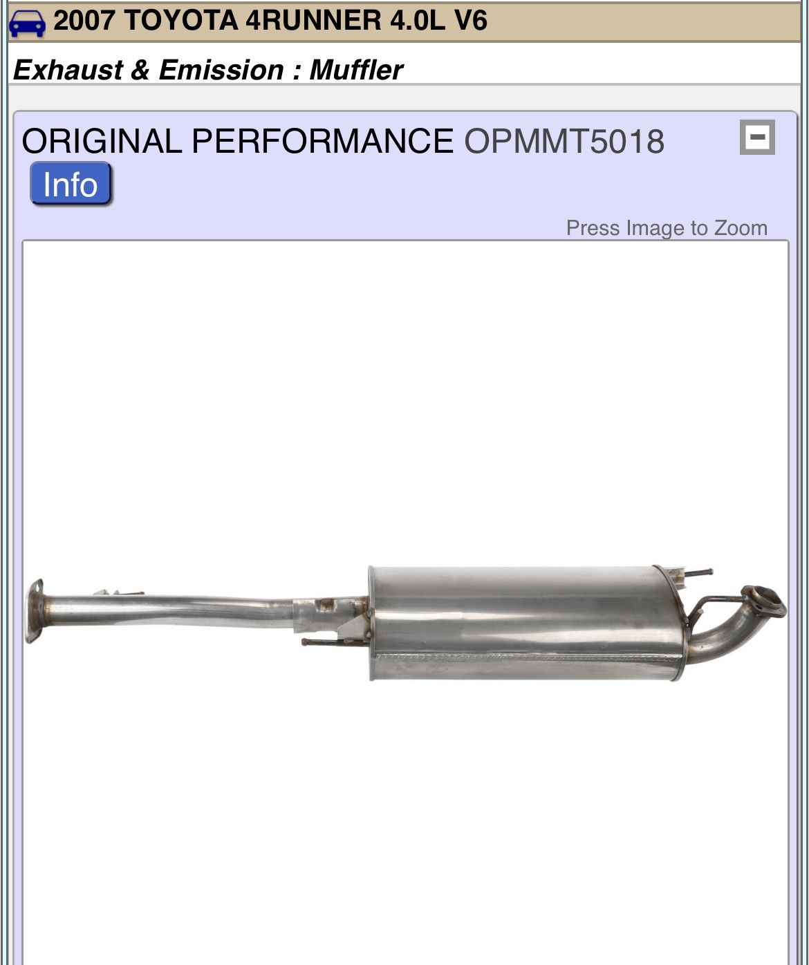 Original OEM FOR 03-09 4runner Muffler