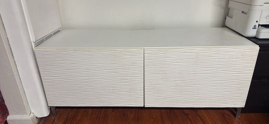 IKEA BESTÅ Storage Cabinet / TV Stand – White Wave Pattern Doors $75