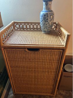 Tan Wicker Hamper | shelf