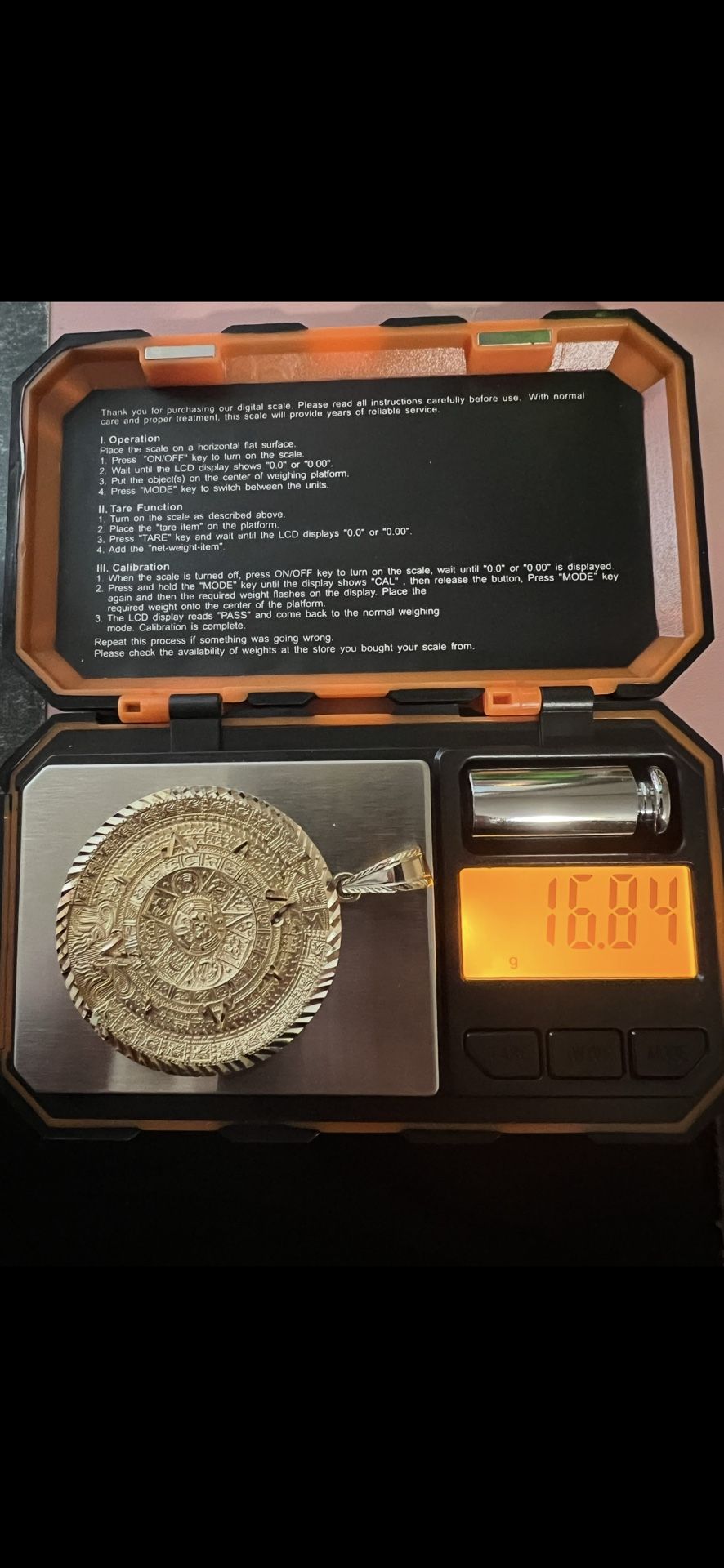 14K GOLD AZTEC PENDANT