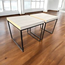 $30 for (2) Modern Style End Tables w/Metal Frame - 24Wx 24H x 24D