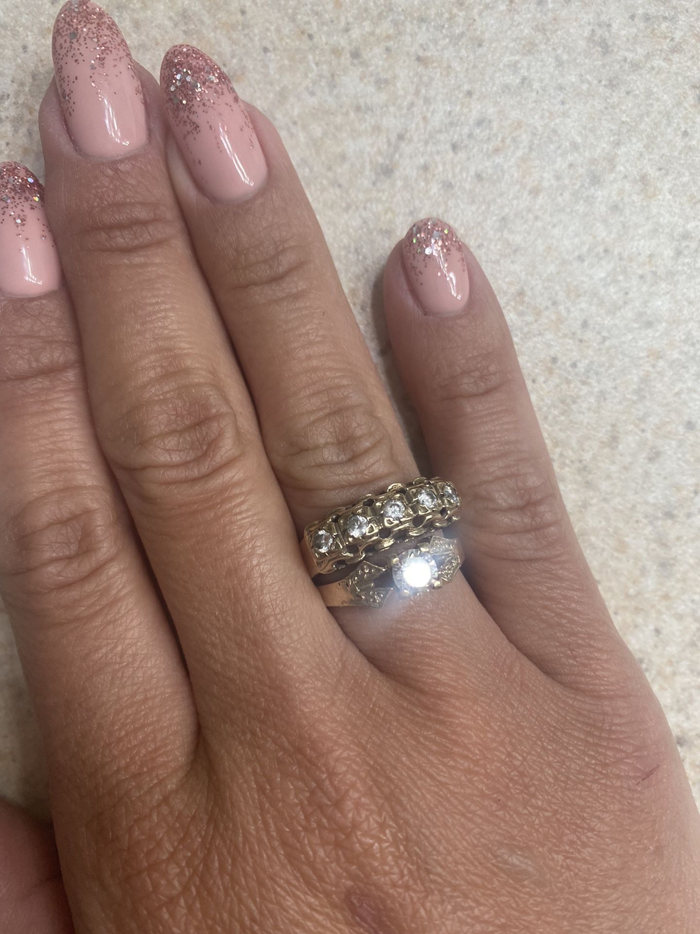 Engagement Rings Set 10K Gold 