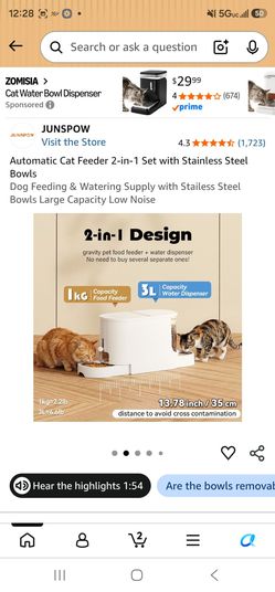 Automatic Cat Feeder 2-in-1 Set with Stainless Steel Bowls