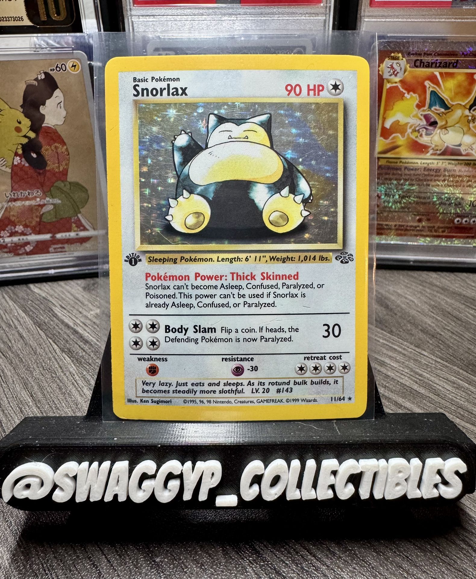 ◓Snorlax 11/64 Jungle 1999 - Pokémon TCG WOTC 1st Edition Holo Rare*MP◓