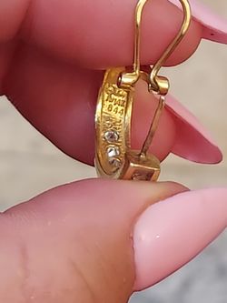 14k 2 tone gold diamond earings