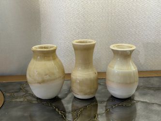 Handmade Ceramic Vases – Ivory Stone Collection (Set of 3)