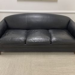 Black Leather sofa by Ethan Allen