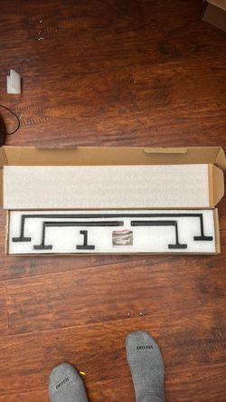 Black Metal Bathroom Shelf Brackets Set with Hardware