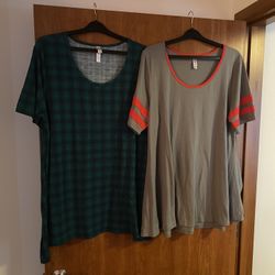 Set Of Two LuLaRoe Short Sleeve Tunic Blouse 2XL