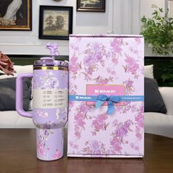 stanley 40 OZ H2.0 Stainless Steel Tumbler With Handle And Straw For Water, Iced Tea Or Coffee, 40oz Vacuum Insulated Thermal Water Bottle For Home, O