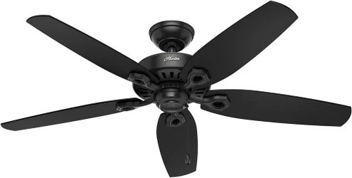 Hunter Fan Company 53294 Builder Elite Versatile Indoor/Outdoor 52 Inch Ceiling Fan without Light Fixture, Matte Black, 52"

