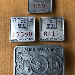 3 Historic J&L Steel Badges and Buckle