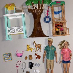 Barbie & Ken Careers Animal Rescuer Vet Dolls Playsets Treehouse Clinic Rescue