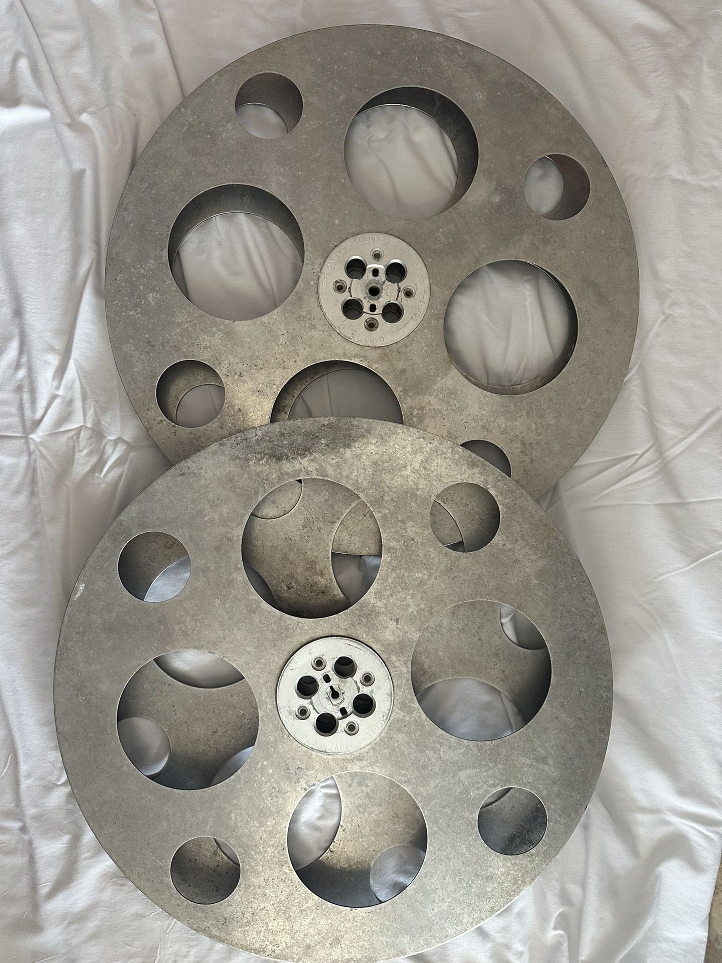 Two (2) Vintage Goldberg Bros Inc. Film Reel. 24 INCHES. E-Z HUB PAT Number Below