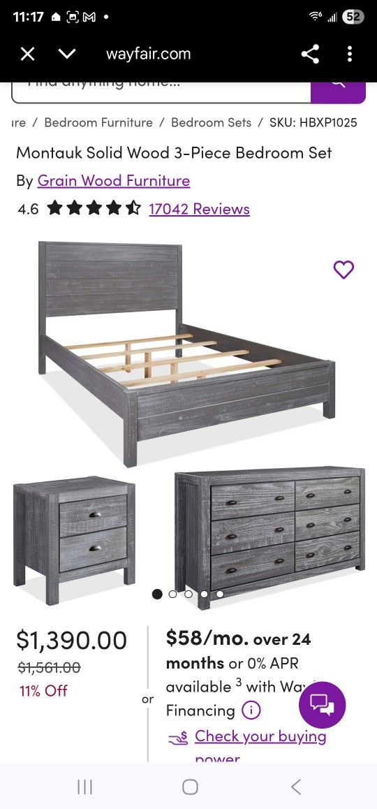 Set. Full Bed Frame+ Box Spring +Nightstand +Dresser