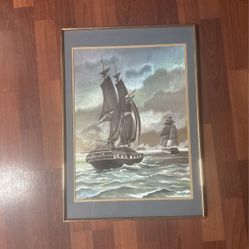 Vintage Framed Sailboat Picture