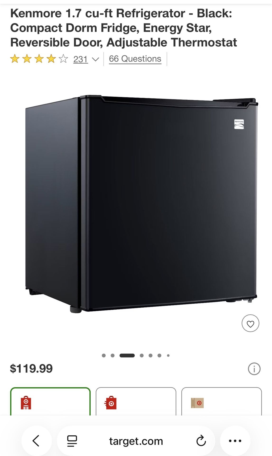 Kenmore 1.7 cu ft Refrigerator Black: Compact Dorm Fridge, Energy Star, Reversible Door, Adjustable Thermostat,All Products : American Fashion Style Bags On Sale