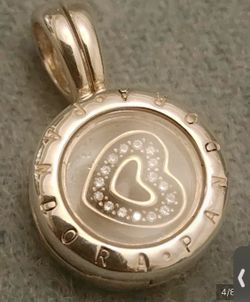 DISCONTINUED PANDORA SILVER FLOATING HEART LOCK PENDANT ***PENDANT ONLY***
