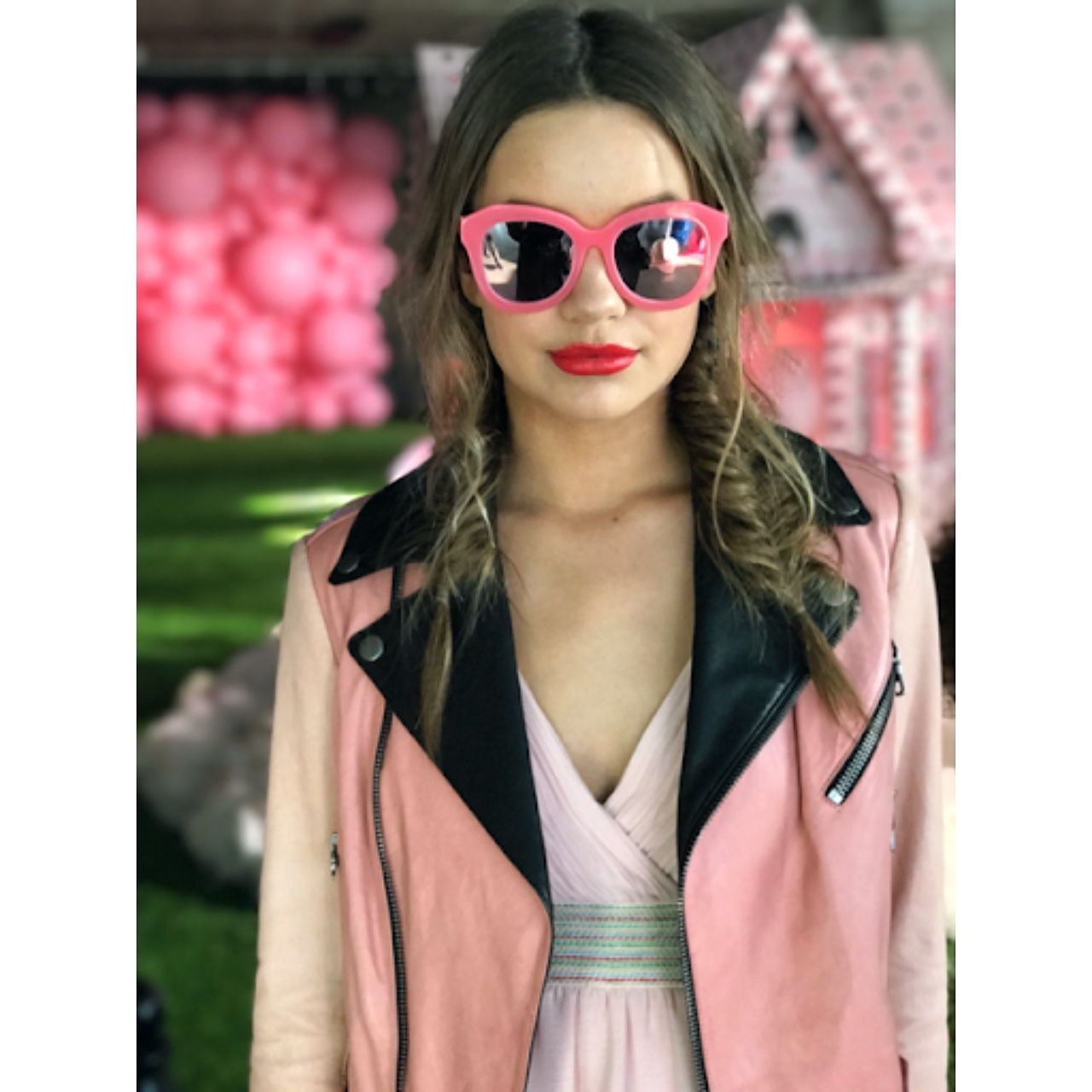 Alice + Olivia Frank Candy Pink Geometric Sunglasses display picture 3