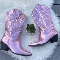 Metallic Pink Cowboy Boots